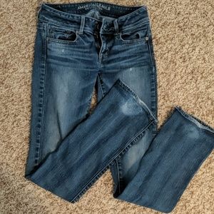 American eagle 2 long  boot cut destressed jeans